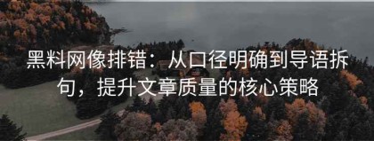 黑料网像排错：从口径明确到导语拆句，提升文章质量的核心策略