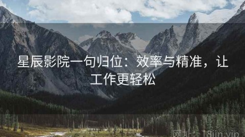 星辰影院一句归位：效率与精准，让工作更轻松