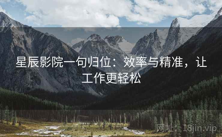 星辰影院一句归位：效率与精准，让工作更轻松